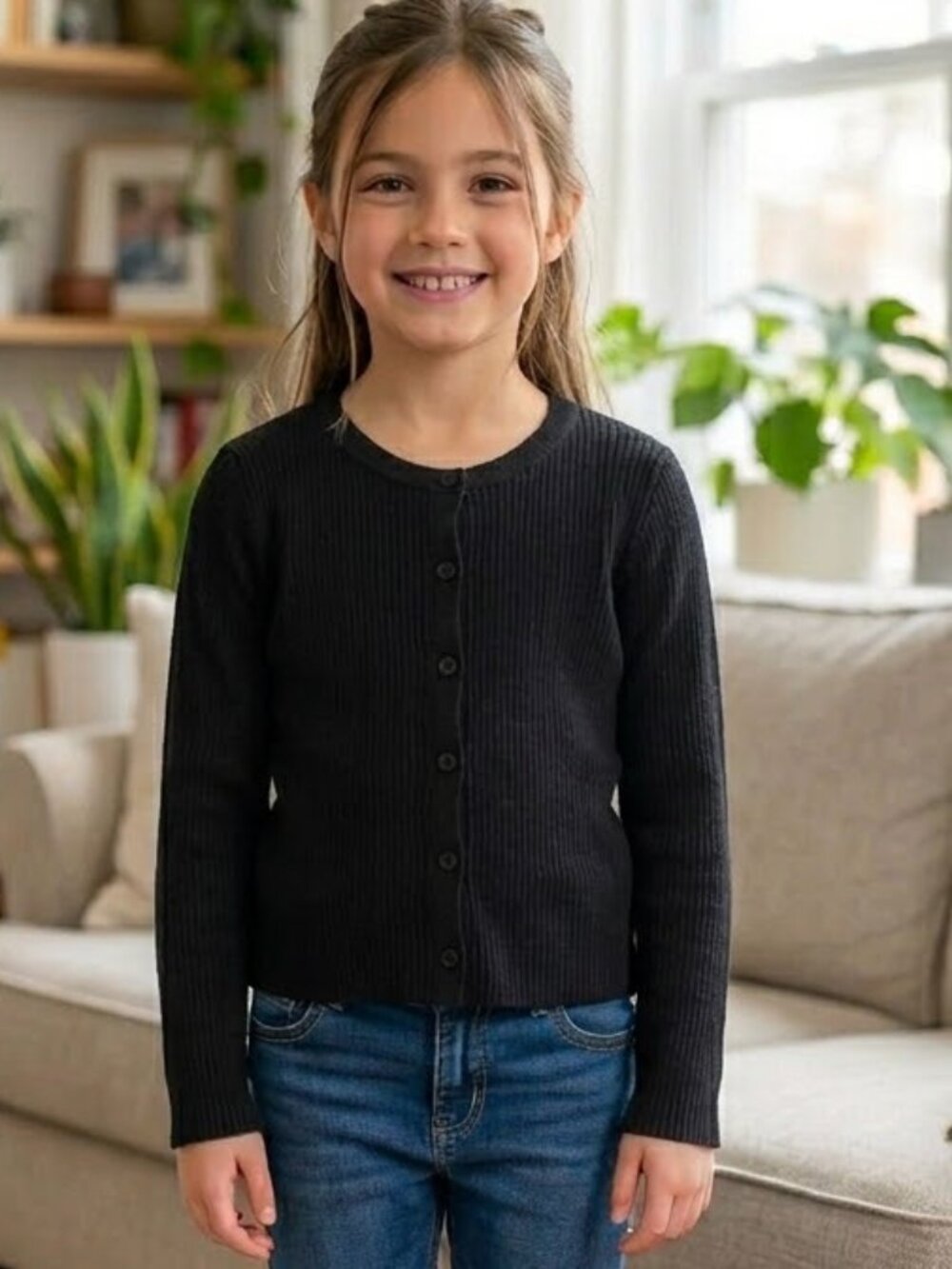 🐲3 FOR $9🦄 NEW Nordstrom Long Sleeve Ribbed Button Front Crop Cardigan Sweater